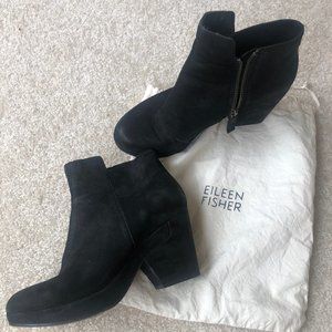 Eileen Fisher Black Leather Booties 7.5